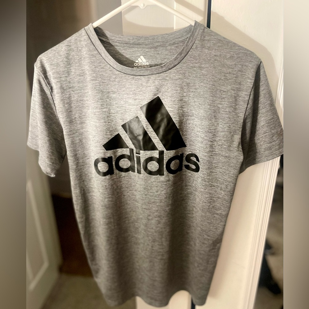 Adidas shirt size LG grey in color